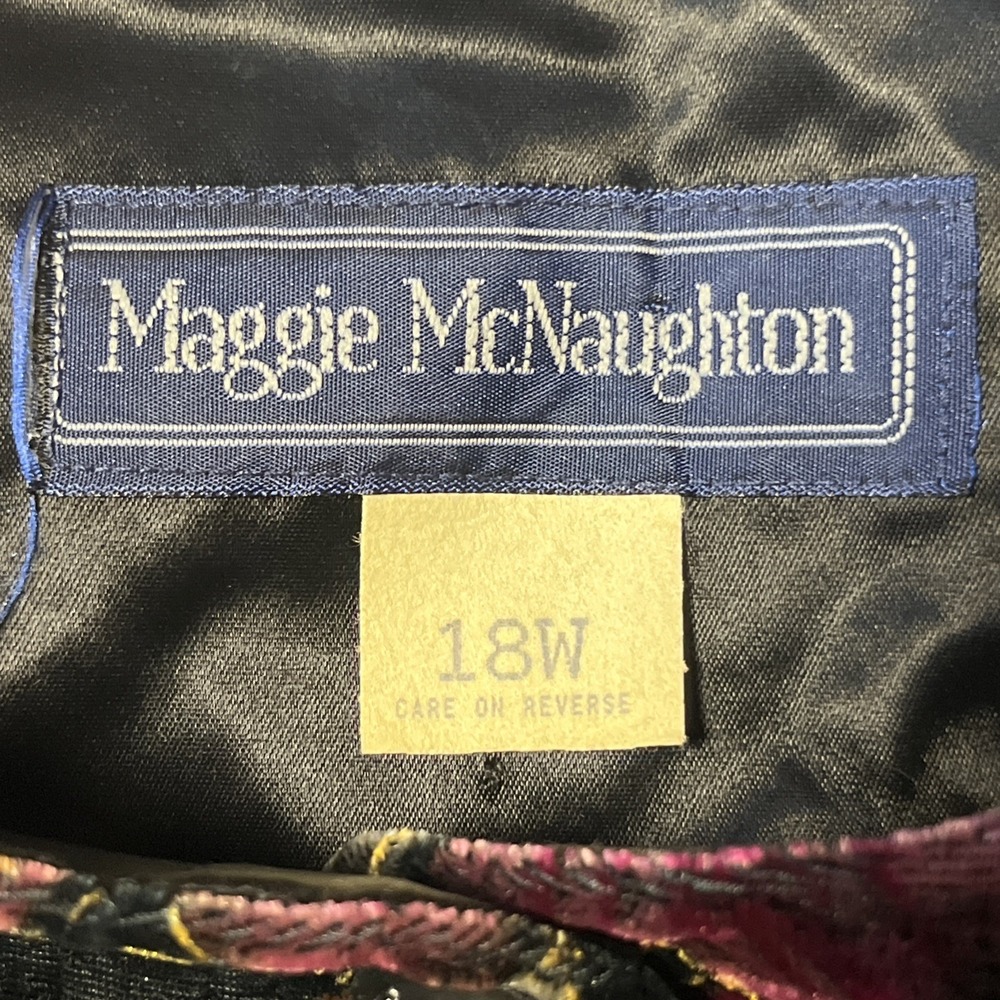 Vtg Maggie McNaughton Velvet Burnout Leaf Jacket Size 18 Festive Autumn Blazer - Picture 6 of 7
